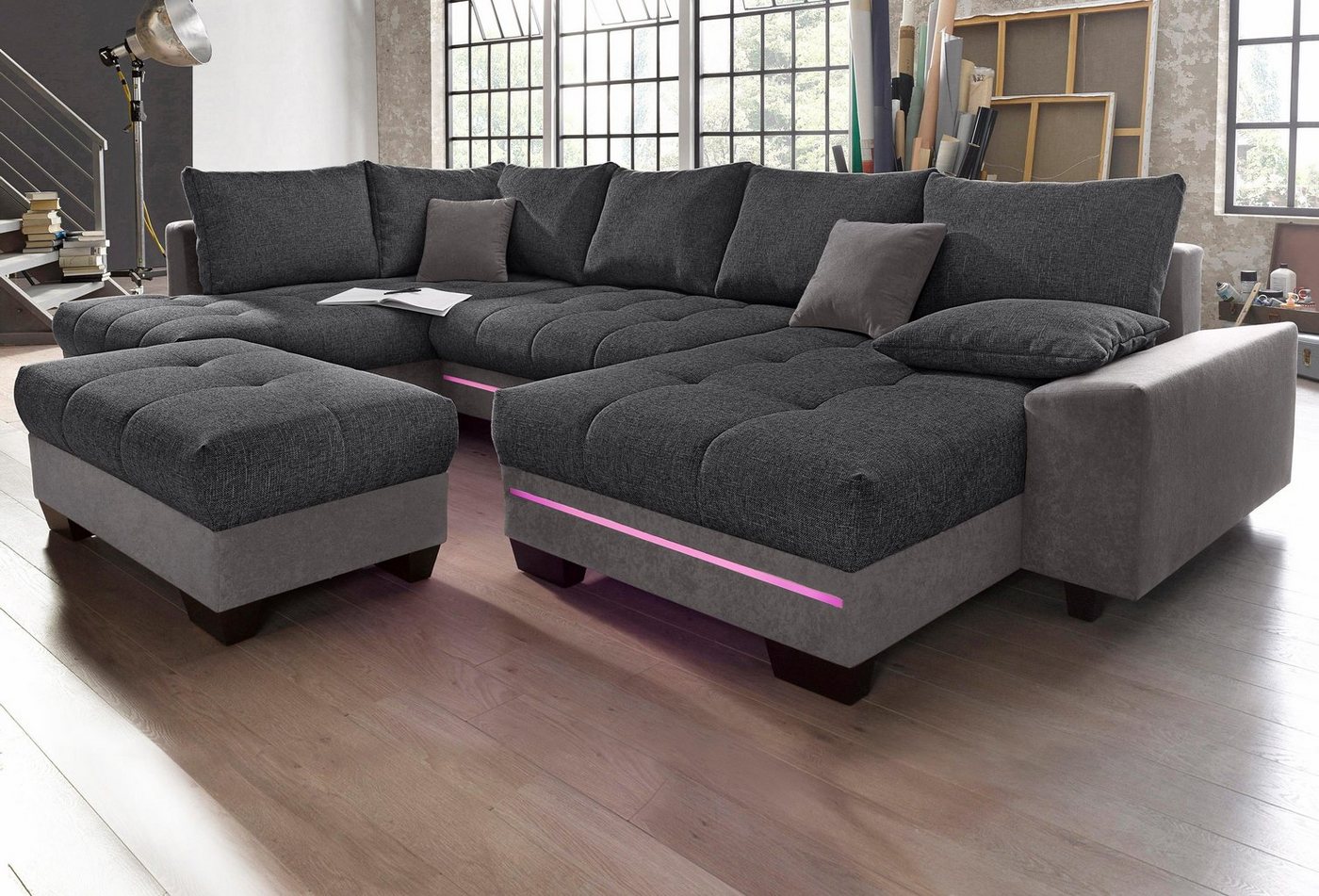 Mr. Couch Wohnlandschaft Nikita, wahlweise mit Kaltschaum (140kg Belastung/Sitz) und Bluetooth-Sound von Mr. Couch