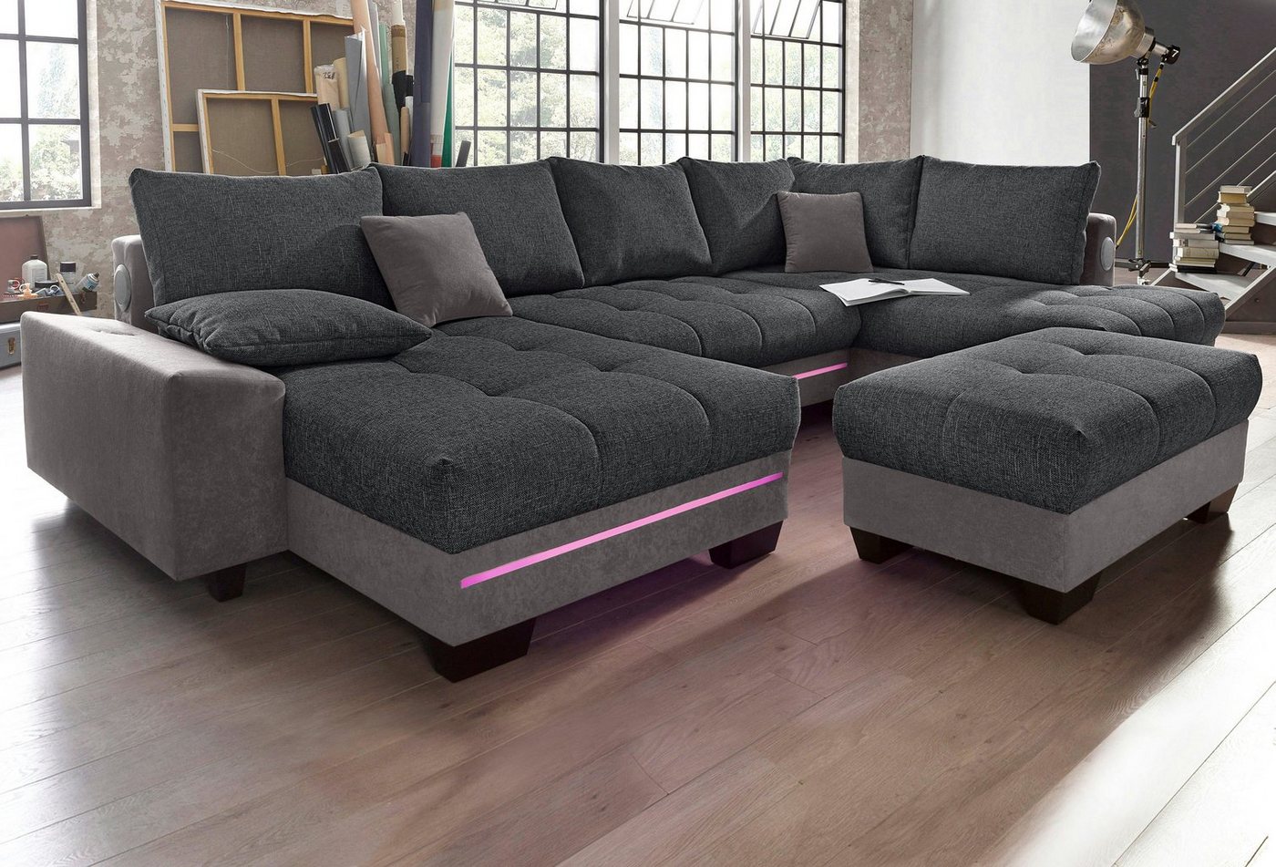 Mr. Couch Wohnlandschaft Nikita, wahlweise mit Kaltschaum (140kg Belastung/Sitz) und Bluetooth-Sound von Mr. Couch