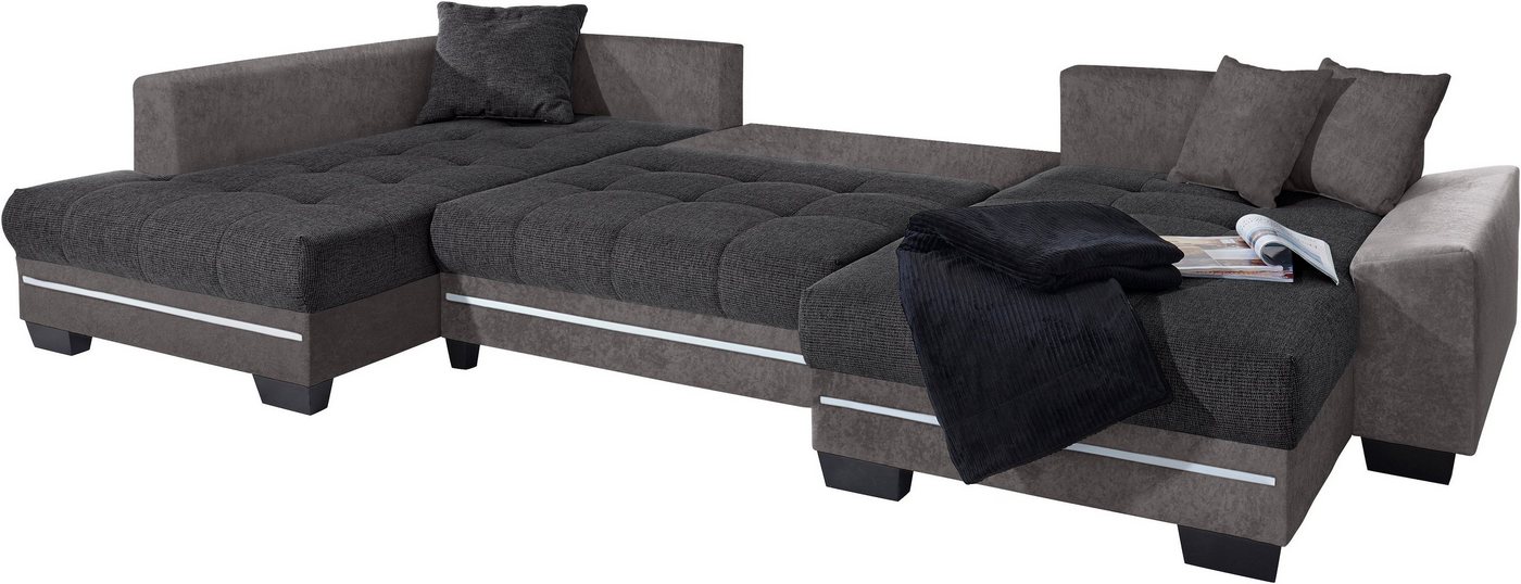 Mr. Couch Wohnlandschaft Nikita U-Form, wahlweise mit Kaltschaum (140kg Belastung/Sitz) und Bluetooth-Sound von Mr. Couch