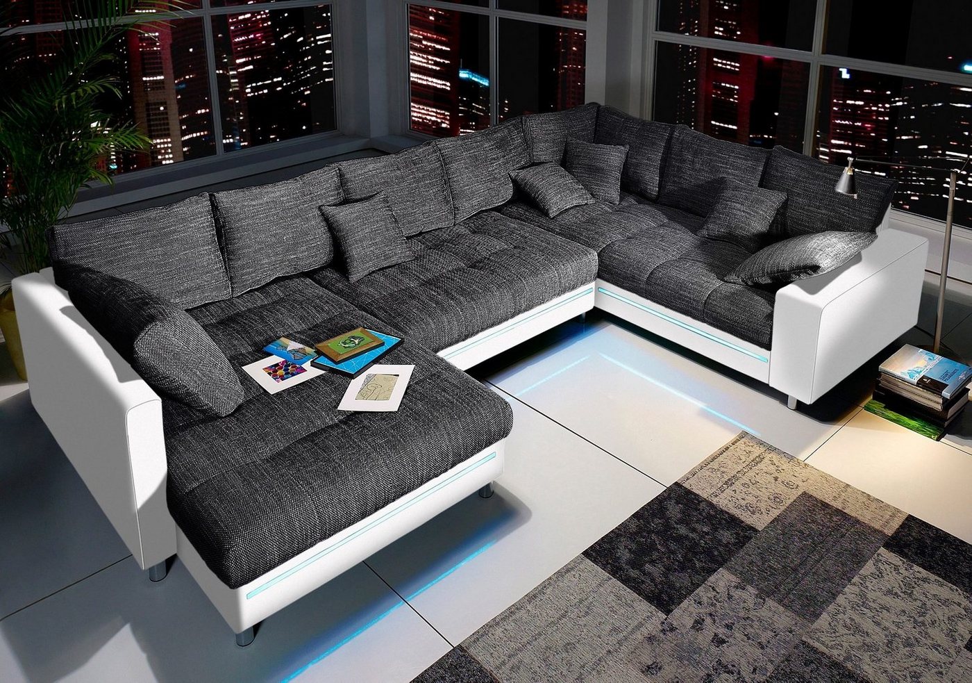 Mr. Couch Wohnlandschaft Tobi, wahlweise mit Kaltschaum (140kg Belastung/Sitz) und RGB-Beleuchtung von Mr. Couch