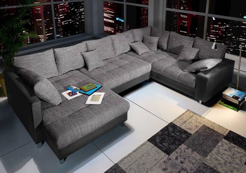 Mr. Couch Wohnlandschaft Tobi U-Form, wahlweise mit Kaltschaum (140kg Belastung/Sitz) und RGB-Beleuchtung von Mr. Couch