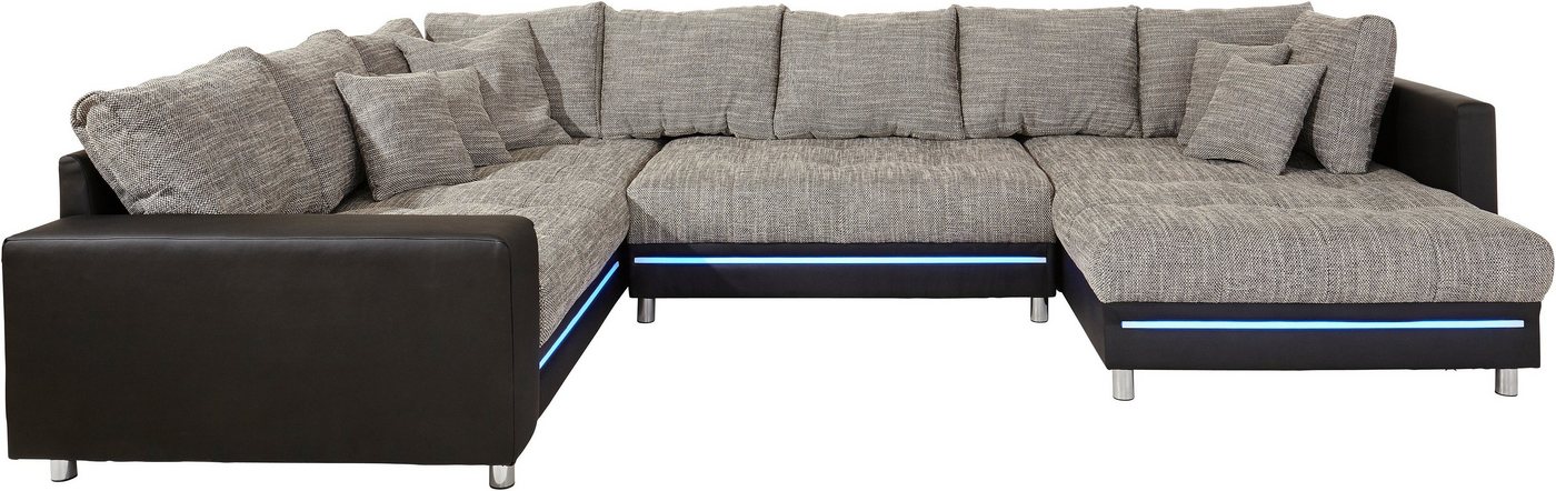 Mr. Couch Wohnlandschaft Tobi U-Form, wahlweise mit Kaltschaum (140kg Belastung/Sitz) und RGB-Beleuchtung von Mr. Couch