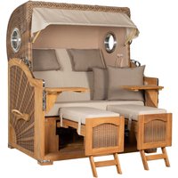 Strandkorb Düne Grande Bullauge Teak PE Banana Dessin 510 von Mr. Deko