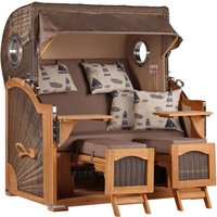 Strandkorb Düne Grande Bullauge Teak PE Grey Dessin 540 von Mr. Deko