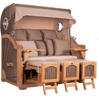 Strandkorb Düne Grande XXL Bullauge Teak PE grey Dessin 510 von Mr. Deko