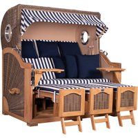 Strandkorb Düne Grande XXL Bullauge Teak PE grey Dessin 518 von Mr. Deko