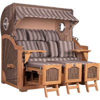 Strandkorb Düne Grande XXL Bullauge Teak PE grey Dessin 537 von Mr. Deko