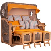 Strandkorb Düne Grande XXL Bullauge Teak PE grey Dessin 586 von Mr. Deko