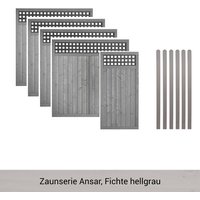 Mr. GARDENER Zaunset »Ansar«, 11er Set: 5 Grundelemente, 6 Pfosten, Fichte, lasiert - grau von Mr. GARDENER