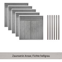 Mr. GARDENER Zaunset »Ansar«, 11er Set: 5 Grundelemente, 6 Pfosten, Fichte, lasiert - grau von Mr. GARDENER