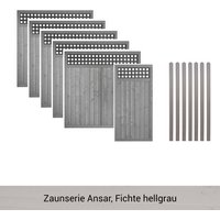 Mr. GARDENER Zaunset »Ansar«, 13er Set: 6 Grundelemente, 7 Pfosten, Fichte, lasiert - grau von Mr. GARDENER