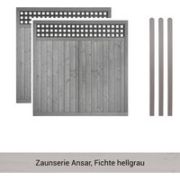 Mr. GARDENER Zaunset »Ansar«, 5er Set: 2 Grundelemente, 3 Pfosten, Fichte, lasiert - grau von Mr. GARDENER