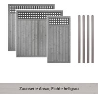 Mr. GARDENER Zaunset »Ansar«, 7er Set: 3 Grundelemente, 4 Pfosten, Fichte, lasiert - grau von Mr. GARDENER