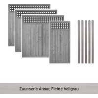 Mr. GARDENER Zaunset »Ansar«, 9er Set: 4 Grundelemente, 5 Pfosten, Fichte, lasiert - grau Mr. GARDENER Zaunset »Ansar«, 9er Set: 4 Grundelemente, 5 Pfosten, Fichte, lasiert - grau von Mr. GARDENER