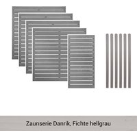 Mr. GARDENER Zaunset »Danrik«, 11er Set: 5 Grundelemente, 6 Pfosten, Fichte, lasiert - grau von Mr. GARDENER