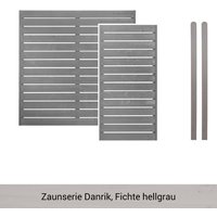 Mr. GARDENER Zaunset »Danrik«, 5er Set: 2 Grundelemente, 3 Pfosten, Fichte, lasiert - grau von Mr. GARDENER