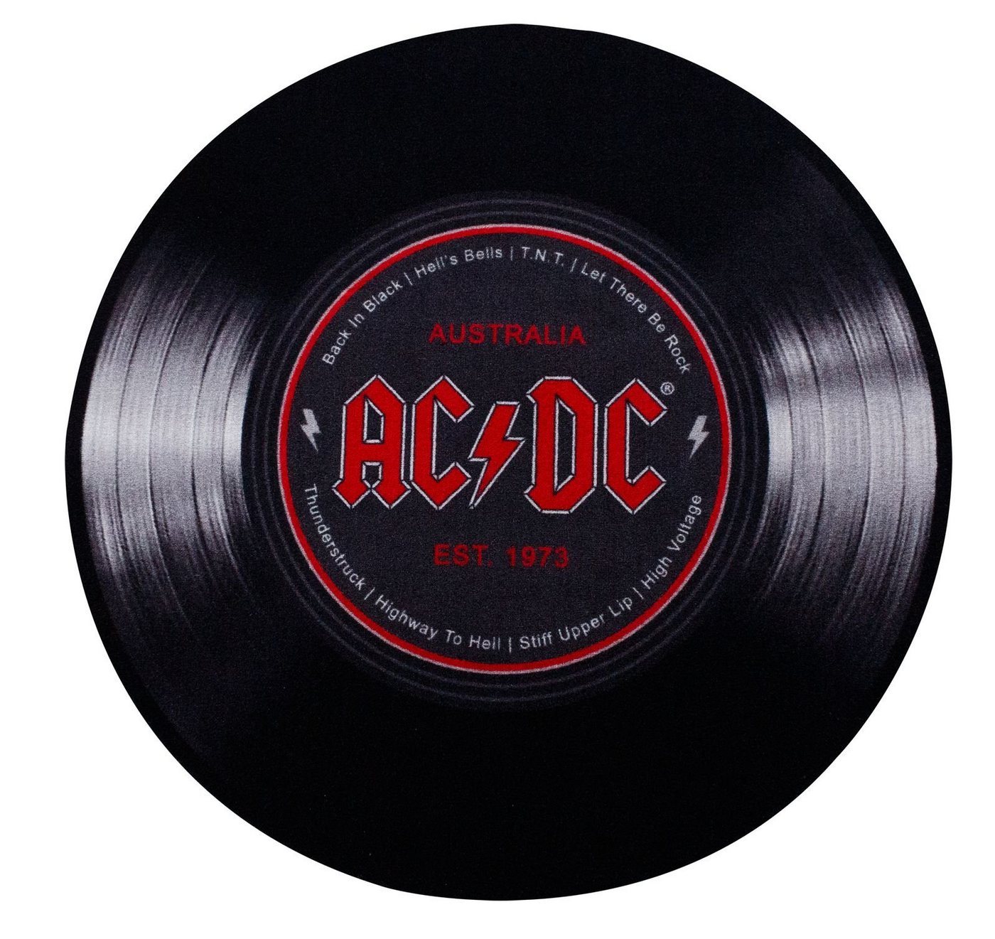 Teppich AC/DC - Schalplattenformat 90 cm, Mr. Ghorbani, Rund, Höhe: 3 mm von Mr. Ghorbani