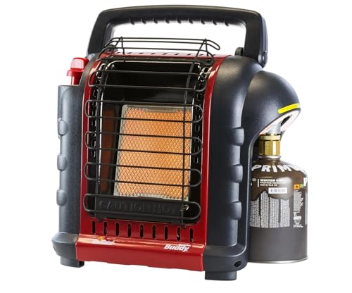 Mr Heater Tragbarer Gasheizer MH9BDF - Gasheizung mit Gasflasche - Gasheizstrahler - Räume bis zu 26M2 - Geeignet für Propan G31 und Butan/Propan G30+31 Patronen - Schwarz/Rot von Mr. Heater