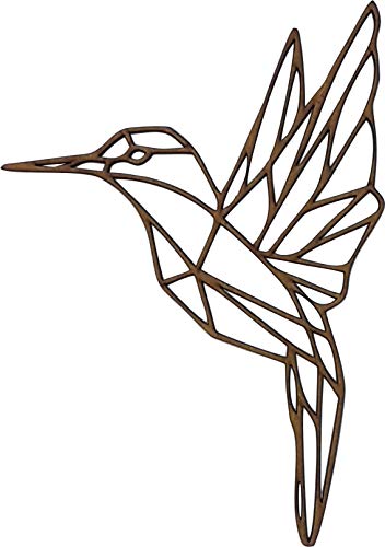Mr. Ladele Wandbild selbstklebend Kolibri Vogel geometrische Figur MDF Pappel Acryl Holz schwarz braun Rückseite klebend Wanddeko Holzdeko Dekoration Bild Home (MDF, 28cm x 40cm) von Mr. Ladele