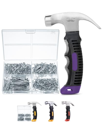 Mr. Pen Nagel-Sortiment-Set und 227 g kleiner Hammer zum Aufhängen von Bildern, lila Hammer, 600 kleine Nägel zum Aufhängen von Bildern von Mr. Pen