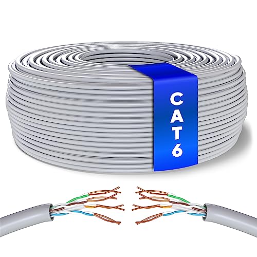 Mr. Tronic 100m Ethernet Netzwerkkabel Cat 6, LAN Netzwerkkabel Für Schnelle & Zuverlässige Internet, AWG24 Massenkabel Cat 6 | Bulk Kabel 1 Gbps, 250 MHz, UTP CCA (100 Meter, Grau) von Mr. Tronic