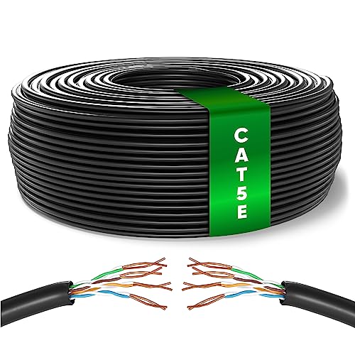 Mr. Tronic Ethernet netwerk netwerkkabel | datakabel installatie | installatiekabel | installatiekabel | CAT5E, AWG24, CCA, UTP, RJ45 | LAN-kabel Gigabit internetnetwerken (100 Meter, Schwarz) von Mr. Tronic