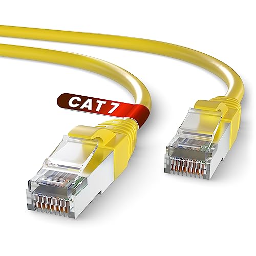 Mr. Tronic 5m Ethernet Netzwerkkabel Cat 7, Reines Kupfer LAN Netzwerkkabel mit RJ45 Anschlüssen Für Schnelle & Zuverlässige Internetverbindung, AWG24, 10 Gbps, SFTP, Patchkabel (5 Meter, Gelb) von Mr. Tronic