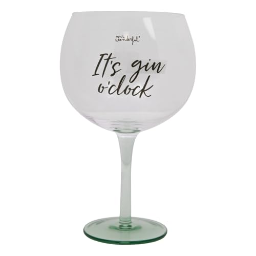 Mr. Wonderful - Ballonglas - It's gin o'clock - Ballonglas mit Botschaft - Aus Glas - Fassungsvermögen: 70 cl. von Mr. Wonderful