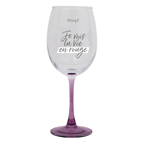 Mr. Wonderful - Weinglas - Ich sehe la vie en rouge - Weinglas mit Botschaft - Aus Glas - Fassungsvermögen: 47 cl von Mr. Wonderful