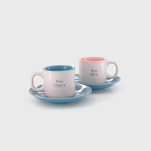 Mr.Wonderful Set mit 2 Espressotassen - Du bist mein - Muttertagsgeschenk - Set mit 2 Espressotassen aus Keramik + 2 Untertassen von Mr. Wonderful