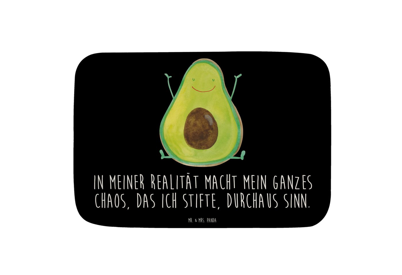 Badematte Avocado Glücklich - Schwarz - Geschenk, Duschvorleger, Gesund, Frucht Mr. & Mrs. Panda, Höhe 1 mm, 100% Polyester, rechteckig, Stil-Statement von Mr. & Mrs. Panda