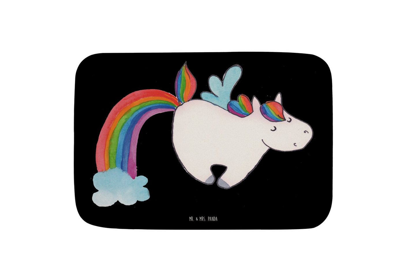 Badematte Einhorn Pegasus - Schwarz - Geschenk, Unicorn, Duschmatte, Badezimmer Mr. & Mrs. Panda, Höhe 1 mm, 100% Polyester, rechteckig, Saugstark von Mr. & Mrs. Panda