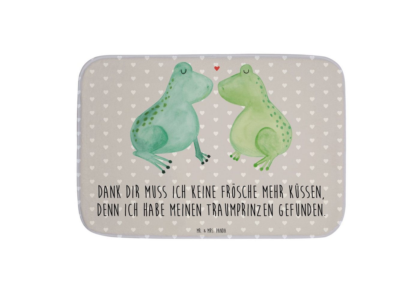 Badematte Frosch Liebe - Grau Pastell - Geschenk, Badematte, Partner, Verlobung Mr. & Mrs. Panda, Höhe 1 mm, 100% Polyester, rechteckig, Märchenhafte Designs von Mr. & Mrs. Panda