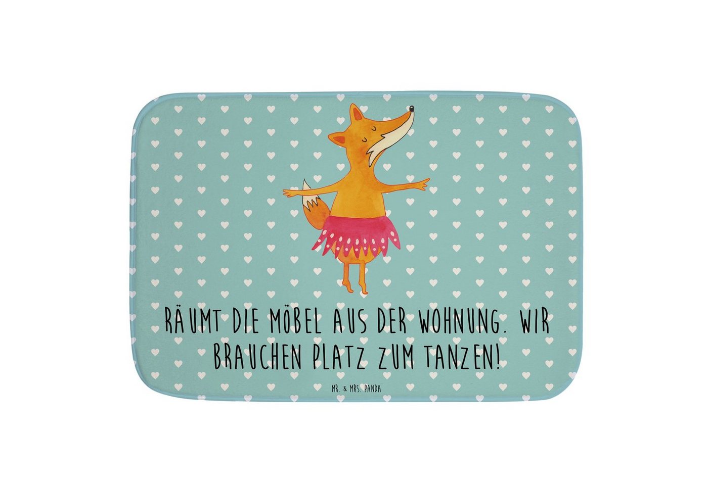 Badematte Fuchs Ballerina - Türkis Pastell - Geschenk, Badezimmermatte, Duschvo Mr. & Mrs. Panda, Höhe 1 mm, 100% Polyester, rechteckig, Stil-Statement von Mr. & Mrs. Panda