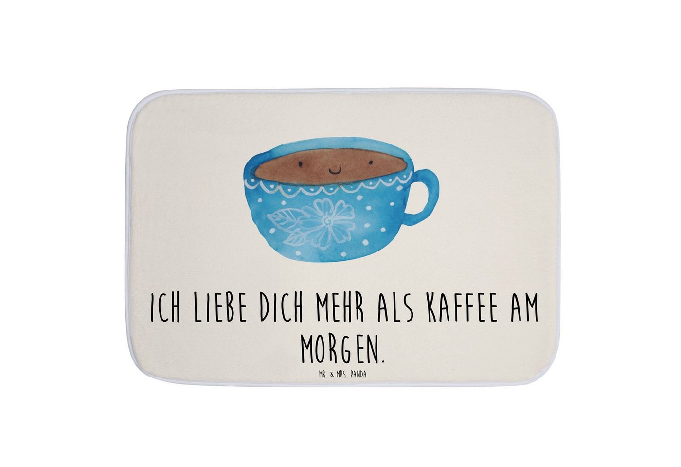 Badematte Kaffee Tasse - Weiß - Geschenk, Badvorleger, Genuss, Gute Laune, Tier Mr. & Mrs. Panda, Höhe 1 mm, 100% Polyester, rechteckig, Märchenhafte Designs von Mr. & Mrs. Panda