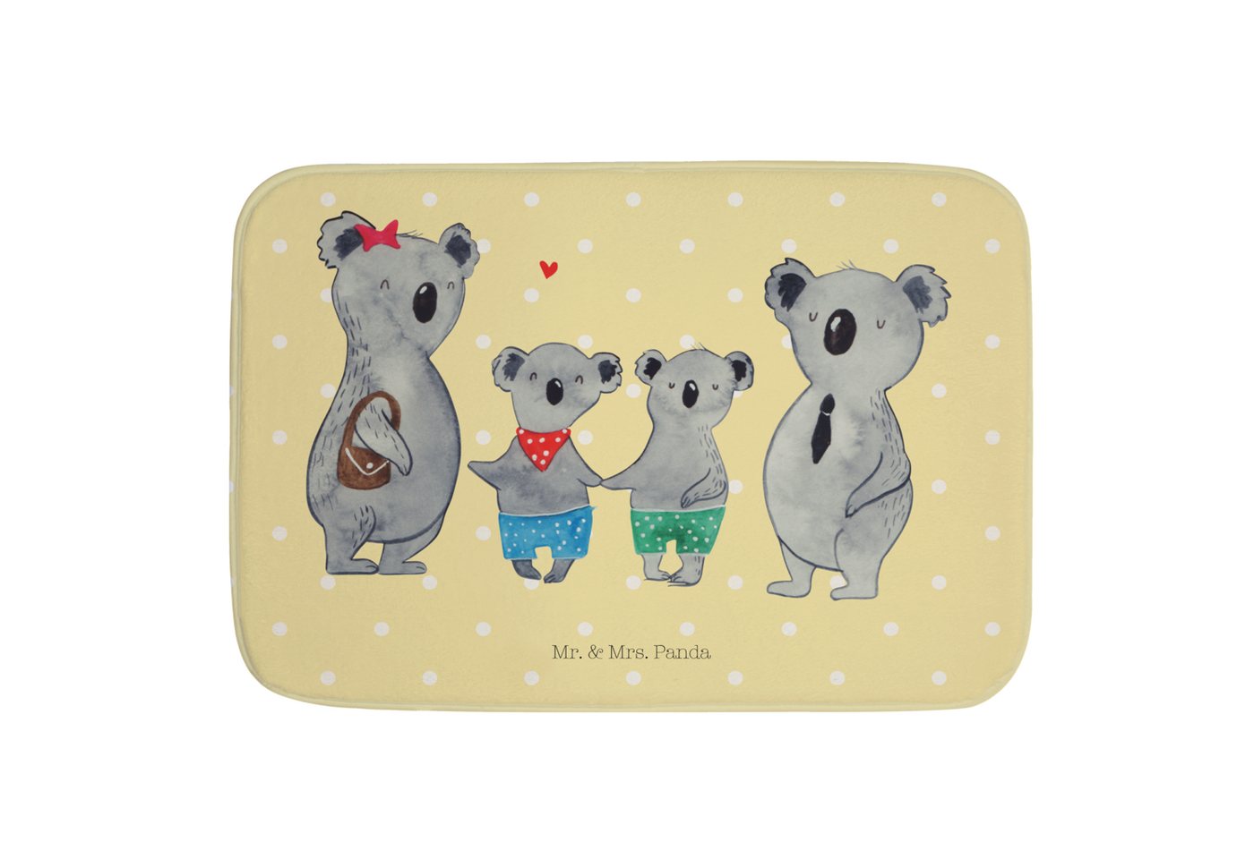 Badematte Koala Familie zwei - Gelb Pastell - Geschenk, Badteppich, Koalabär, B Mr. & Mrs. Panda, Höhe 1 mm, 100% Polyester, rechteckig, Saugstark von Mr. & Mrs. Panda