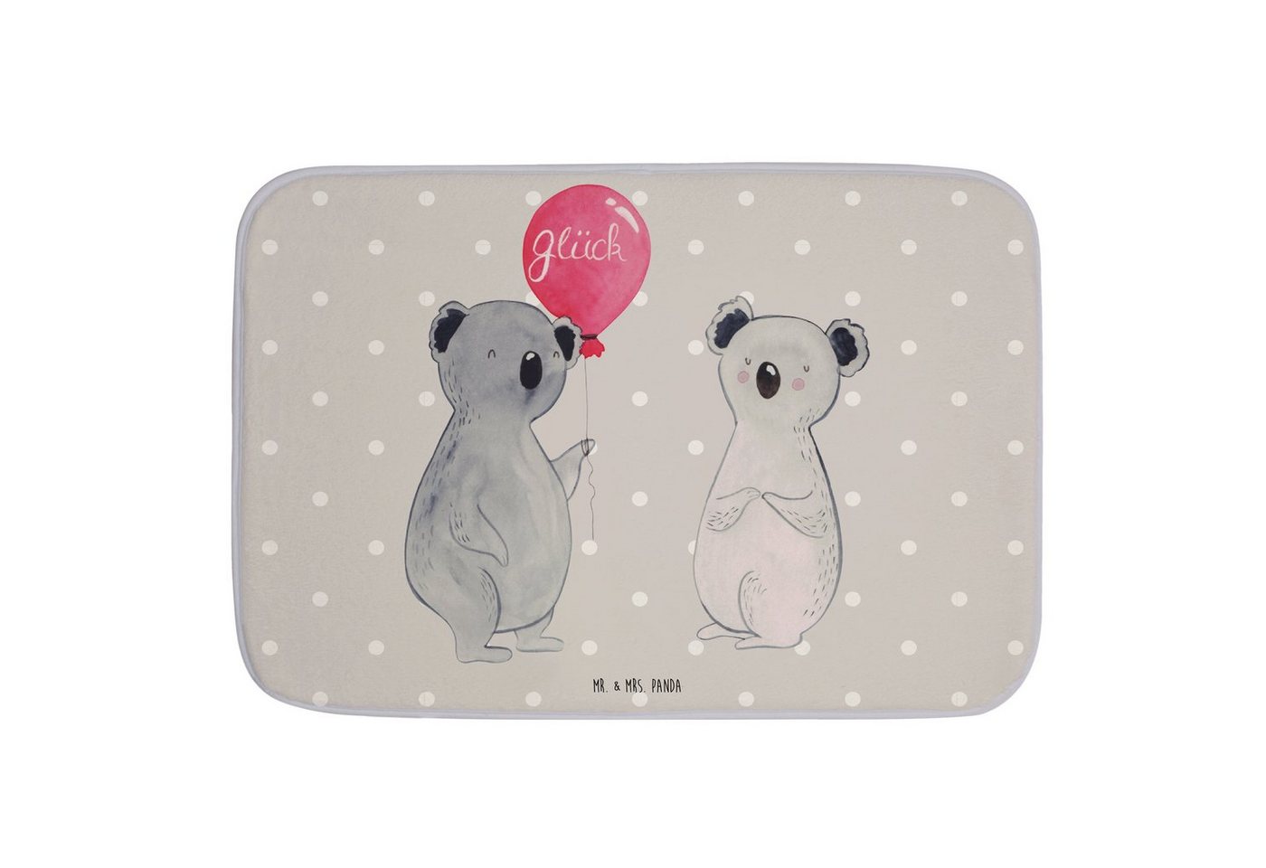 Badematte Koala Luftballon - Grau Pastell - Geschenk, Geburtstag, Duschteppich, Mr. & Mrs. Panda, Höhe 1 mm, 100% Polyester, rechteckig, Stil-Statement von Mr. & Mrs. Panda