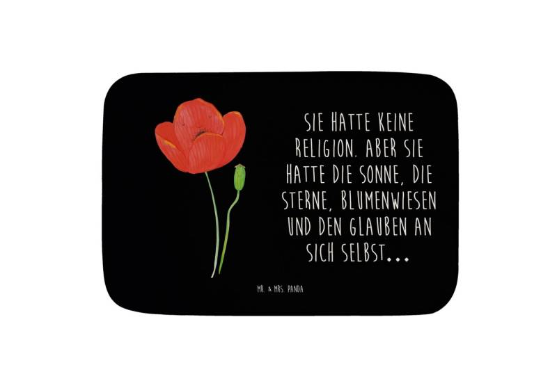 Mr. & Mrs. Panda Badematte Blume Mohnblume - Schwarz - Geschenk, Garten, Badvorleger Für Dusche, Höhe 40 mm, 100% Polyester, rechteckig, Antirutsch-Gummi von Mr. & Mrs. Panda