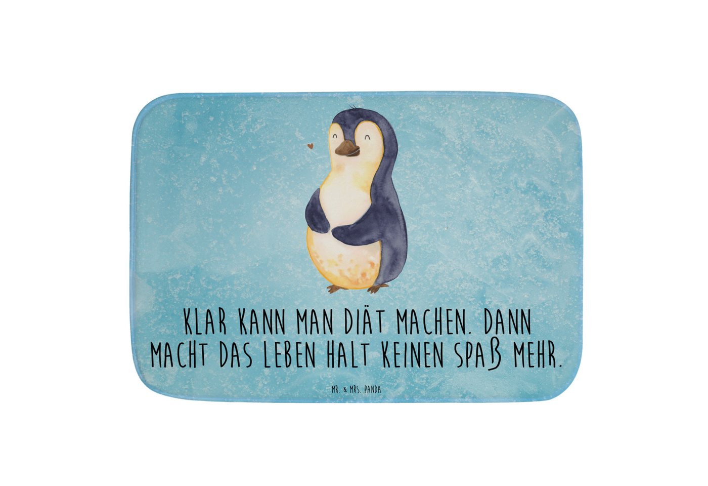 Badematte Pinguin Diät - Eisblau - Geschenk, Badezimmermatte, foodbaby, Bademat Mr. & Mrs. Panda, Höhe 1 mm, 100% Polyester, rechteckig, Saugstark von Mr. & Mrs. Panda