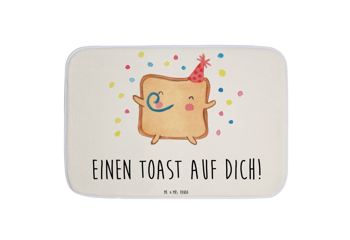 Badematte Toast Party - Weiß - Geschenk, Liebe, Duschmatte, Jahrestag, Valentin Mr. & Mrs. Panda, Höhe 1 mm, 100% Polyester, rechteckig, Einzigartiges Design von Mr. & Mrs. Panda