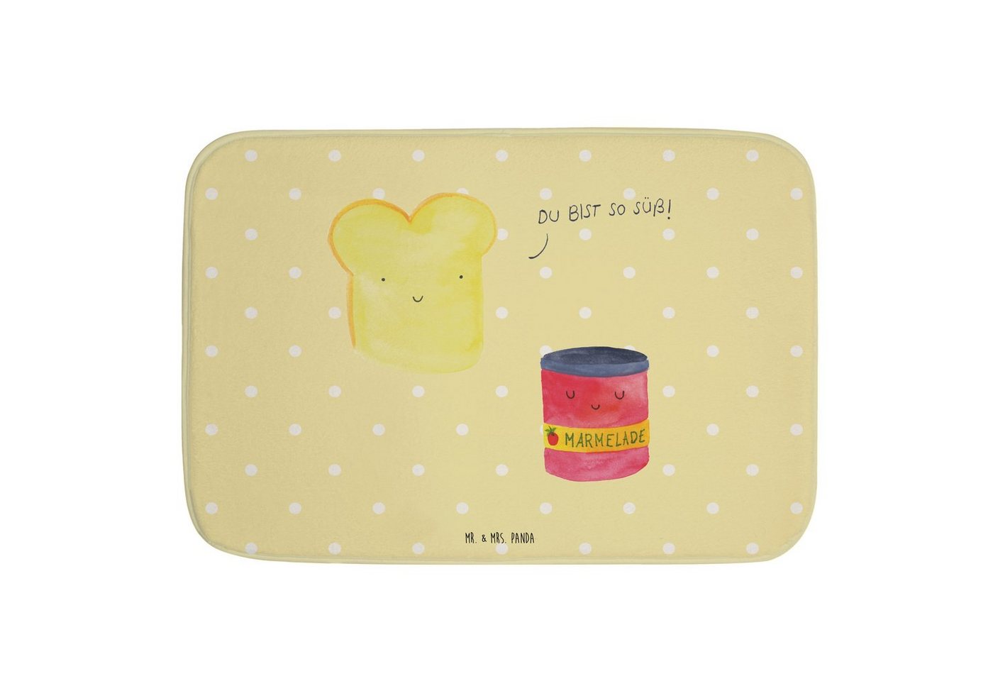 Badematte Toast Marmelade - Gelb Pastell - Geschenk, Küche Deko, Duschvorleger, Mr. & Mrs. Panda, Höhe 1 mm, 100% Polyester, rechteckig, Märchenhafte Designs von Mr. & Mrs. Panda