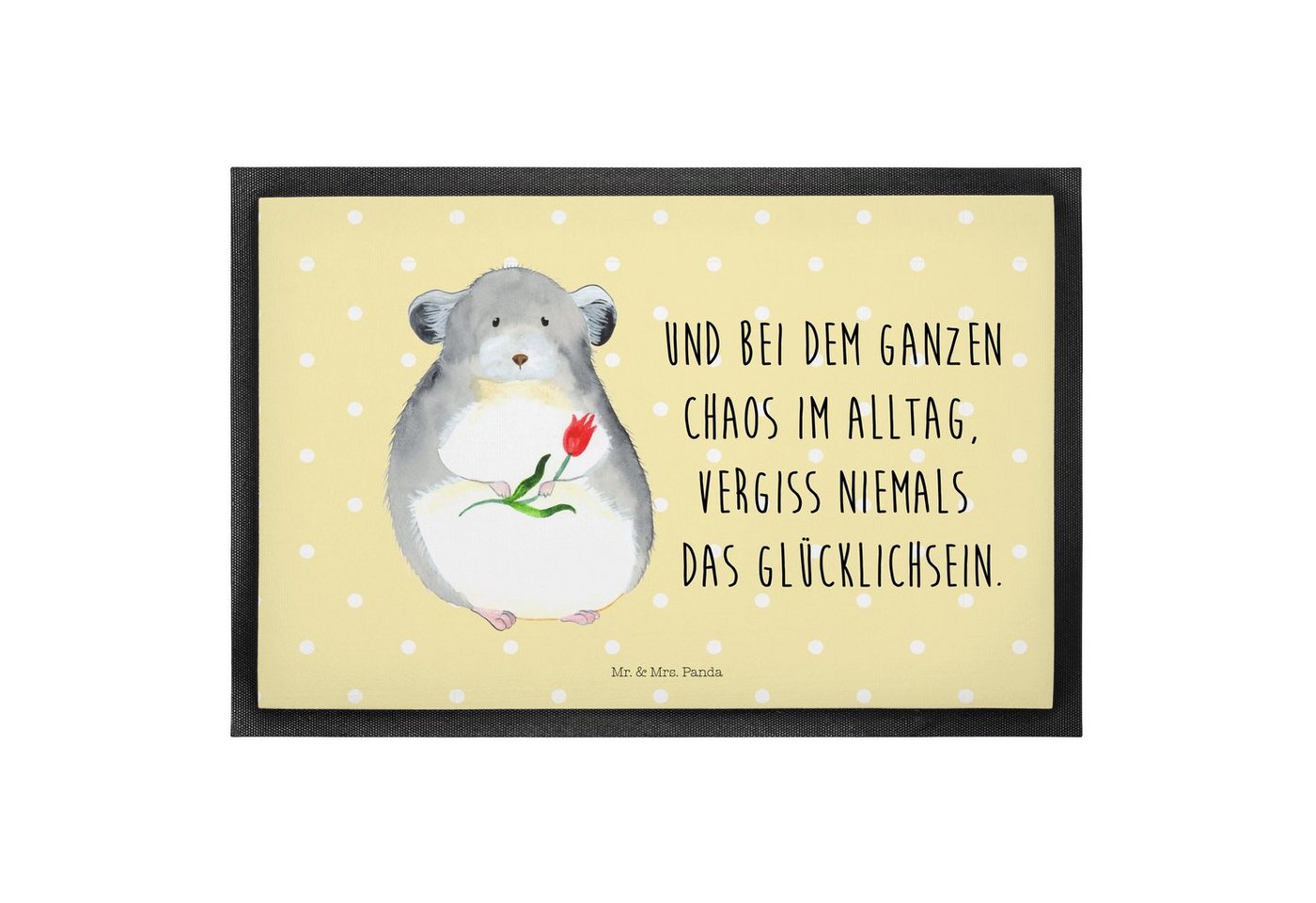 Fußmatte 40 x 60 cm Chinchilla Blume - Gelb Pastell - Geschenk, Schmutzfänger, Mr. & Mrs. Panda, Höhe: 0.3 mm, Elegantes Design von Mr. & Mrs. Panda