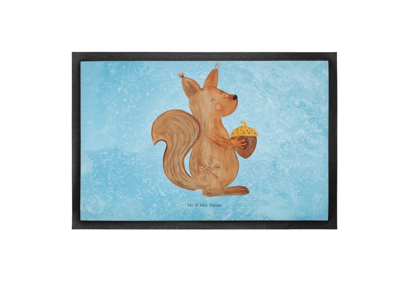 Fußmatte 50 x 75 cm Eichhörnchen Weihnachtszeit - Eisblau - Geschenk, Schmutzf, Mr. & Mrs. Panda, Höhe: 0.3 mm, Stilvolles Design von Mr. & Mrs. Panda
