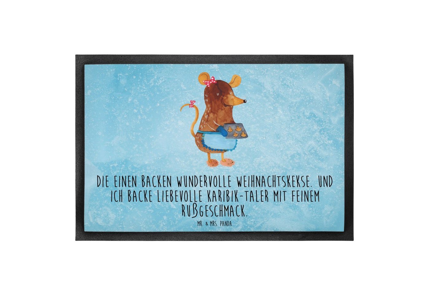 Fußmatte 60 x 90 cm Maus Kekse - Eisblau - Geschenk, Weihnachtsdeko, Schmutzfä, Mr. & Mrs. Panda, Höhe: 0.3 mm, Attraktives Design von Mr. & Mrs. Panda
