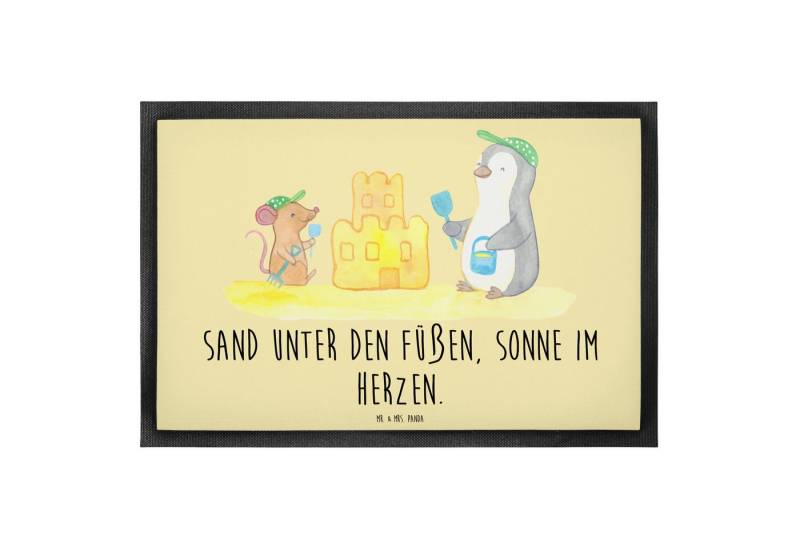 Mr. & Mrs. Panda Fußmatte 50 x 75 cm Sommer Meer Strand - Gelb Pastell - Geschenk, Wetter währe, Herzliches Willkommen von Mr. & Mrs. Panda