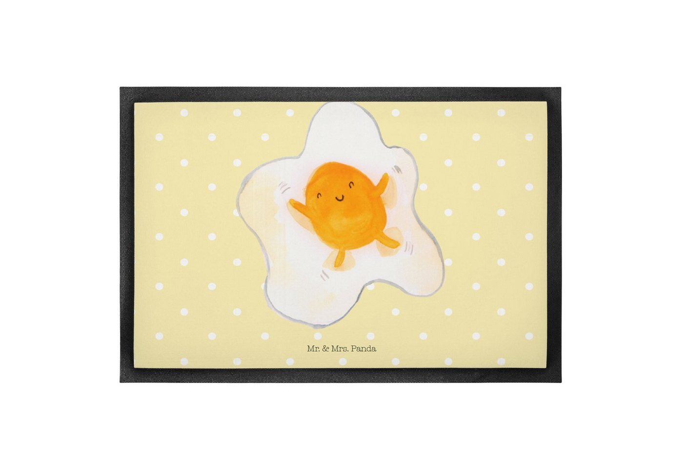 Fußmatte 60 x 90 cm Spiegelei Ei - Gelb Pastell - Geschenk, lustige Sprüche, F, Mr. & Mrs. Panda, Höhe: 0.3 mm, Gummirand und Design von Mr. & Mrs. Panda