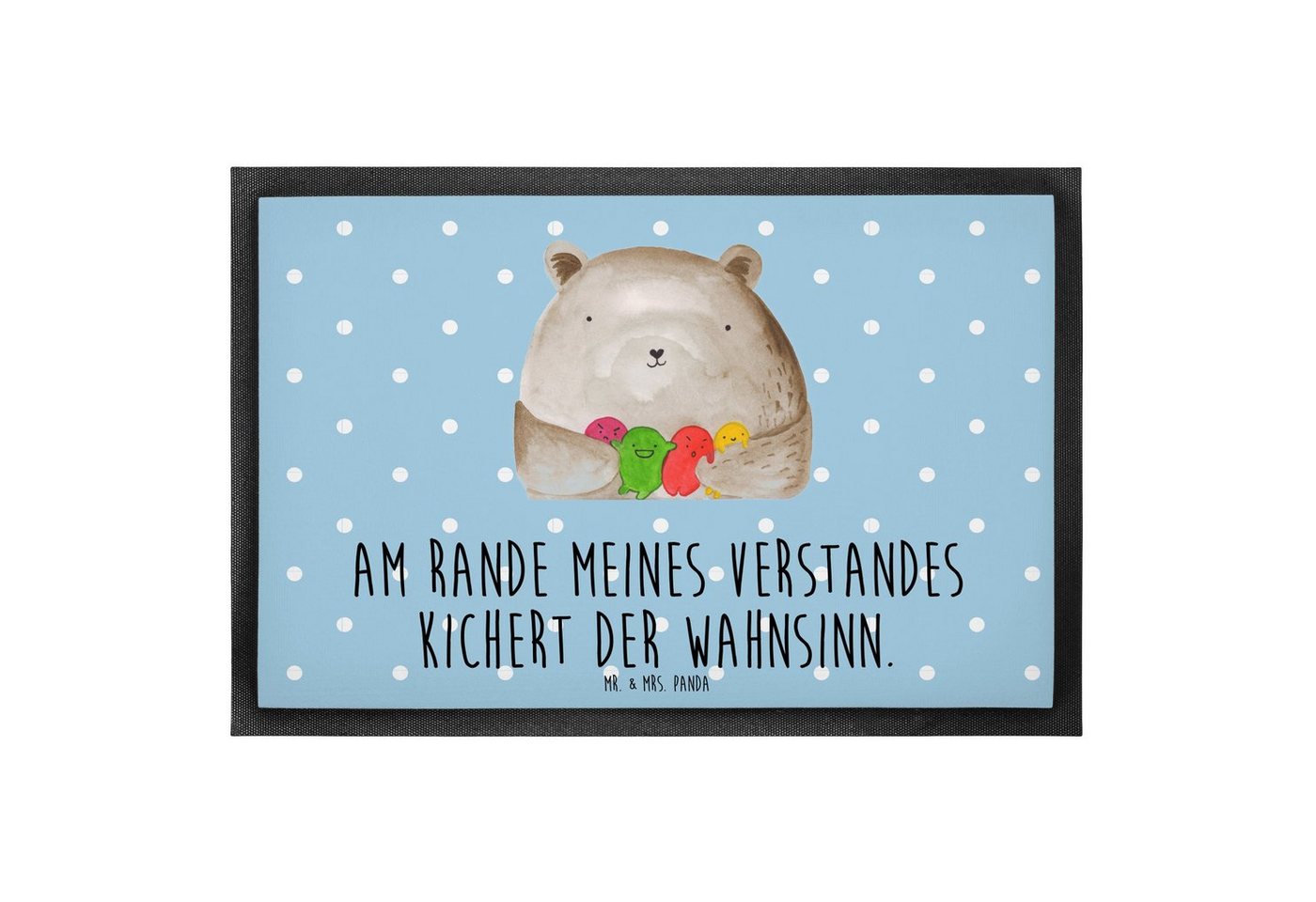 Fußmatte 60 x 90 cm Bär Gefühl - Blau Pastell - Geschenk, Teddybär, Schmutzfän, Mr. & Mrs. Panda, Höhe: 0.3 mm, Attraktives Design von Mr. & Mrs. Panda