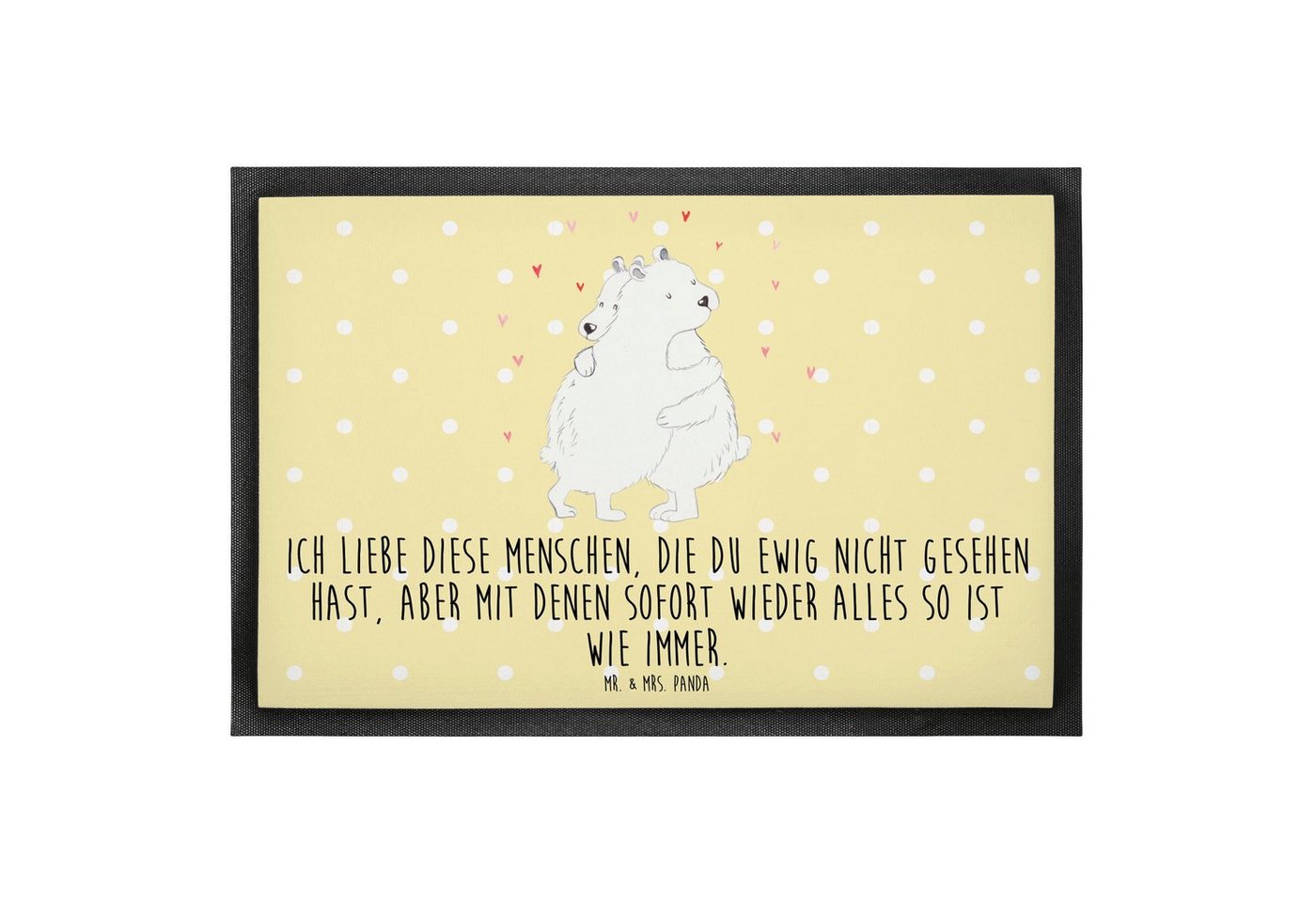 Fußmatte 60 x 90 cm Eisbär Umarmen - Gelb Pastell - Geschenk, Türvorleger, lus, Mr. & Mrs. Panda, Höhe: 0.3 mm, Gummirand und Design von Mr. & Mrs. Panda