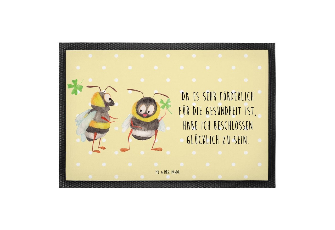 Fußmatte 60 x 90 cm Hummeln mit Kleeblatt - Gelb Pastell - Geschenk, Schmutzma, Mr. & Mrs. Panda, Höhe: 0 mm von Mr. & Mrs. Panda