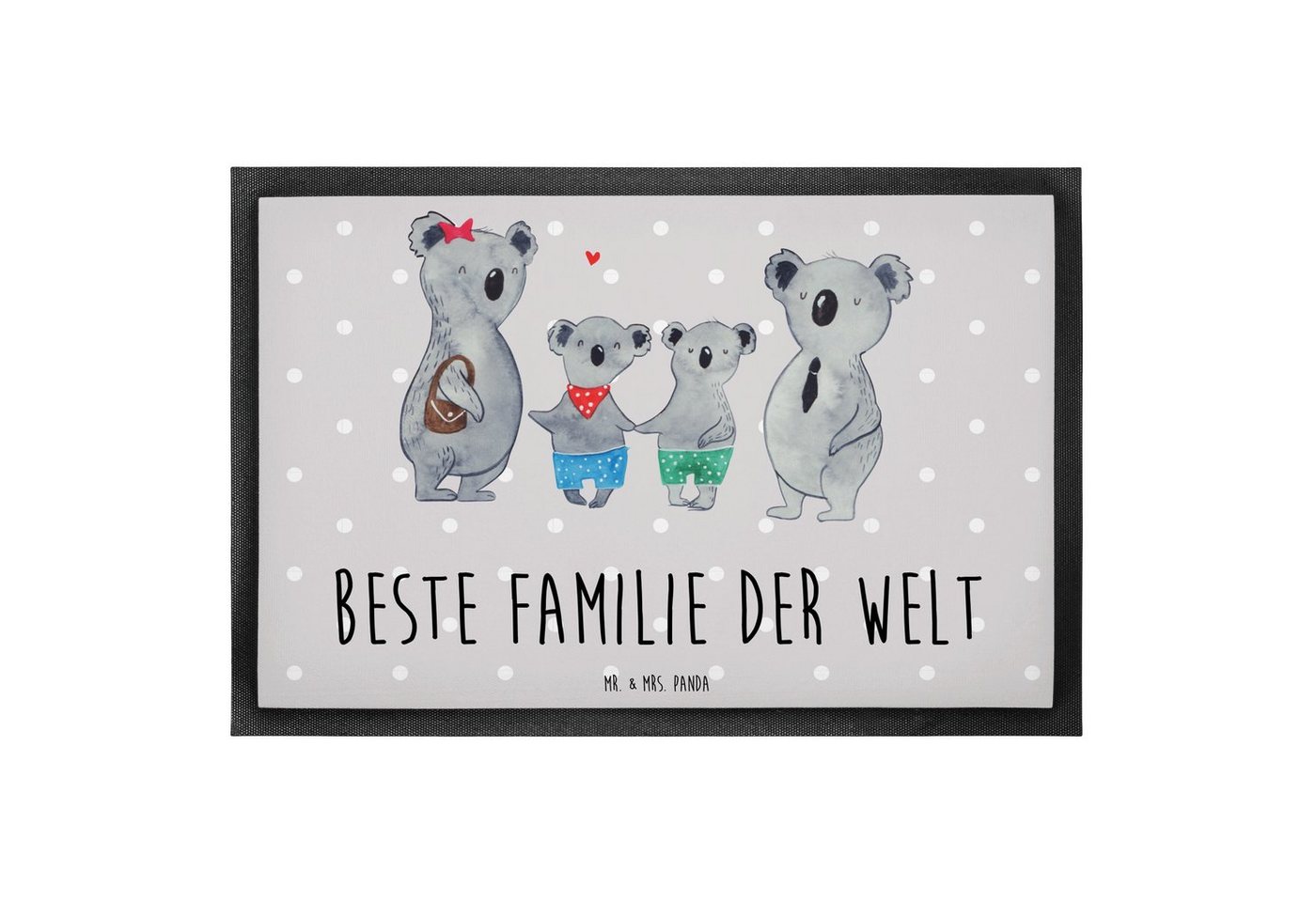 Fußmatte 60 x 90 cm Koala Familie zwei - Grau Pastell - Geschenk, Koalafamilie, Mr. & Mrs. Panda, Höhe: 0.3 mm, Robust & Dekorativ von Mr. & Mrs. Panda